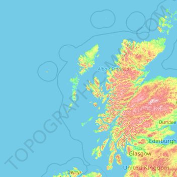 Carte topographique Hebrides, altitude, relief