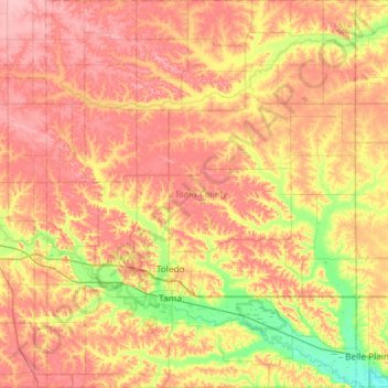 Carte topographique Tama County, altitude, relief