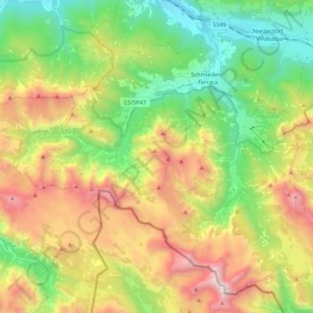 Carte topographique Prags - Braies, altitude, relief