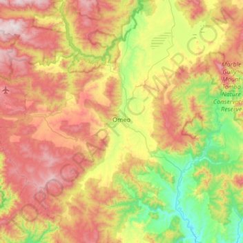 Carte topographique Omeo, altitude, relief