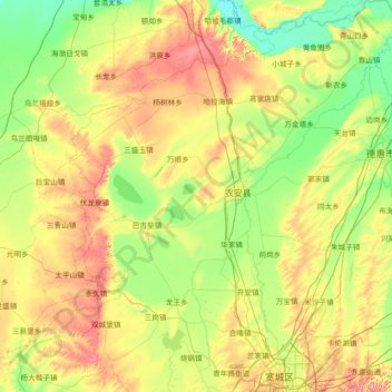 Carte topographique 农安县, altitude, relief