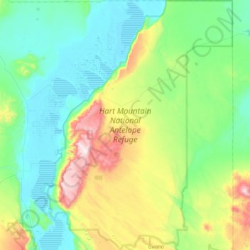 Carte topographique Hart Mountain National Antelope Refuge, altitude, relief