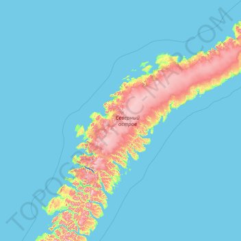 Carte topographique Isla Séverny, altitude, relief
