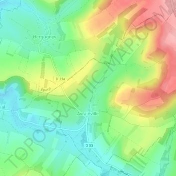 Carte topographique Avrainville, altitude, relief