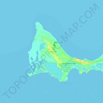 Carte topographique Providenciales, altitude, relief