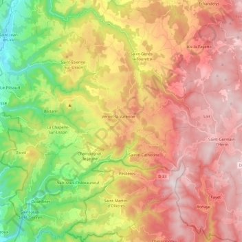 Carte topographique 63580, altitude, relief
