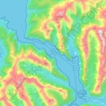 Carte Topographique Milford Sound / Piopiotahi, Altitude, Relief