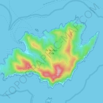Carte topographique Île de Port-Cros, altitude, relief