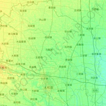 Carte topographique 太和县, altitude, relief