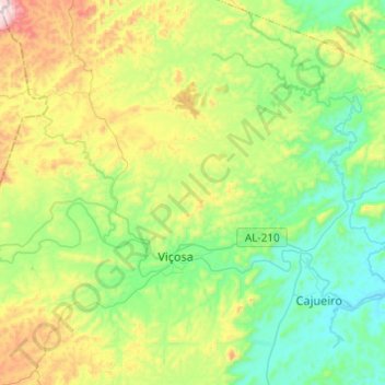 Carte topographique Viçosa, altitude, relief