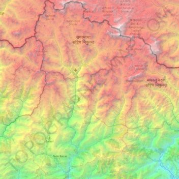 Carte topographique Solukhumbu, altitude, relief