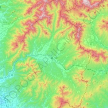 Carte topographique 最上郡, altitude, relief