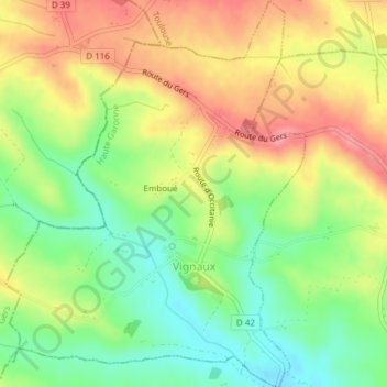 Carte topographique Vignaux, altitude, relief