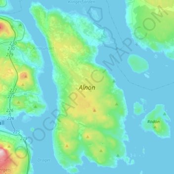 Carte topographique Alnön, altitude, relief