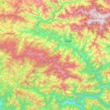 Carte topographique Doti, altitude, relief