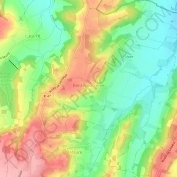 Carte topographique Bentayou-Sérée, altitude, relief