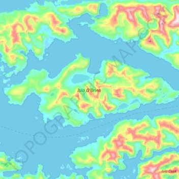 Carte topographique Isla O'Brien, altitude, relief