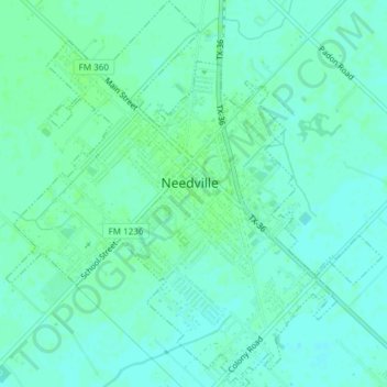Carte topographique Needville, altitude, relief