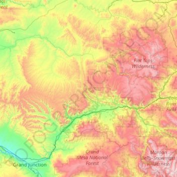 Carte topographique Garfield County, altitude, relief