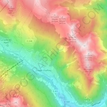 Carte topographique 05330, altitude, relief