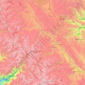 Carte topographique Provincia de Yauli, altitude, relief