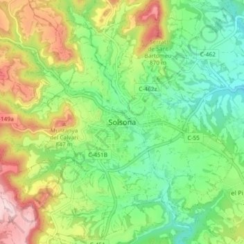 Carte topographique Solsona, altitude, relief