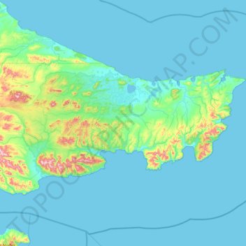 Carte topographique Península Mitre, altitude, relief