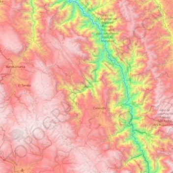 Carte topographique Celendín, altitude, relief