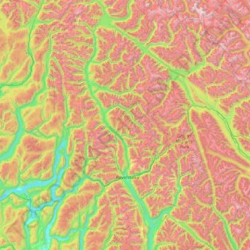 Carte topographique Area B (Shelter Bay/Mica Creek), altitude, relief