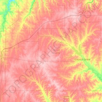 Carte topographique Morris County, altitude, relief