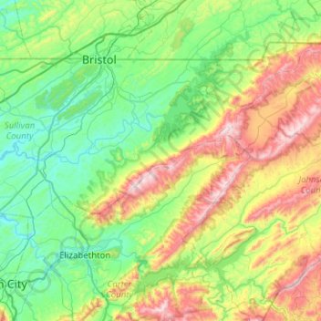 Carte topographique Cherokee National Forest, altitude, relief
