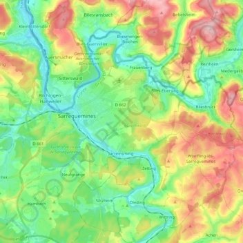 Carte topographique 57200, altitude, relief