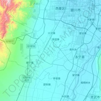 Carte topographique 永宁县, altitude, relief
