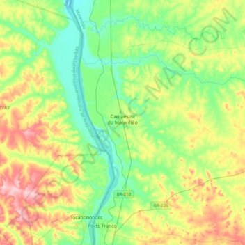 Carte topographique Campestre do Maranhão, altitude, relief