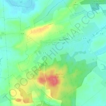 Carte topographique Guessling-Hémering, altitude, relief
