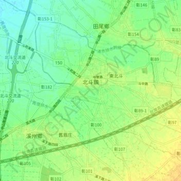 Carte topographique 北斗鎮, altitude, relief