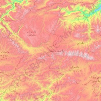 Carte topographique Bâmiyân, altitude, relief