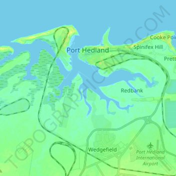 Carte topographique Port Hedland, altitude, relief