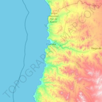 Carte topographique Chañaral, altitude, relief