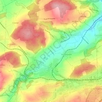 Carte topographique Belfaux, altitude, relief