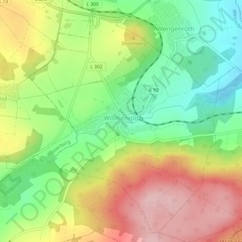 Carte topographique Willmenrod, altitude, relief