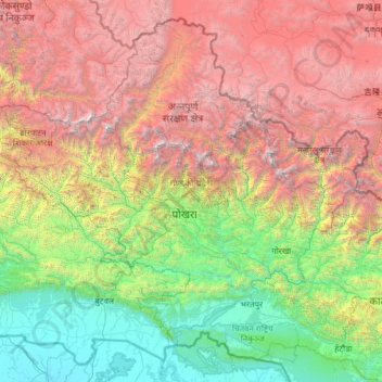 Carte topographique Région de développement Ouest, altitude, relief