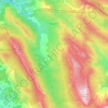 Carte topographique Majastres, altitude, relief