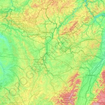 Carte topographique La Moselle, altitude, relief