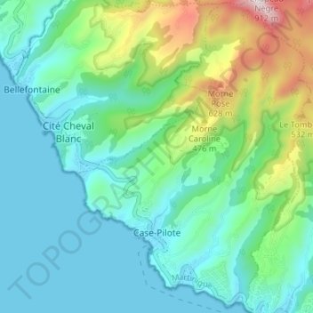 Carte topographique Case-Pilote, altitude, relief