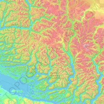Carte topographique Area A (Seymour Inlet/Knight Inlet), altitude, relief