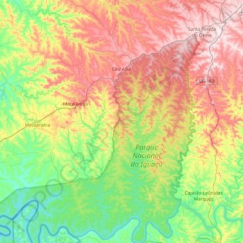 Carte topographique Céu Azul, altitude, relief