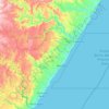 Carte topographique Hibiscus Coast Local Municipality, altitude, relief