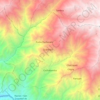 Carte topographique Cochabamba, altitude, relief