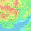 Carte topographique South Wales, altitude, relief